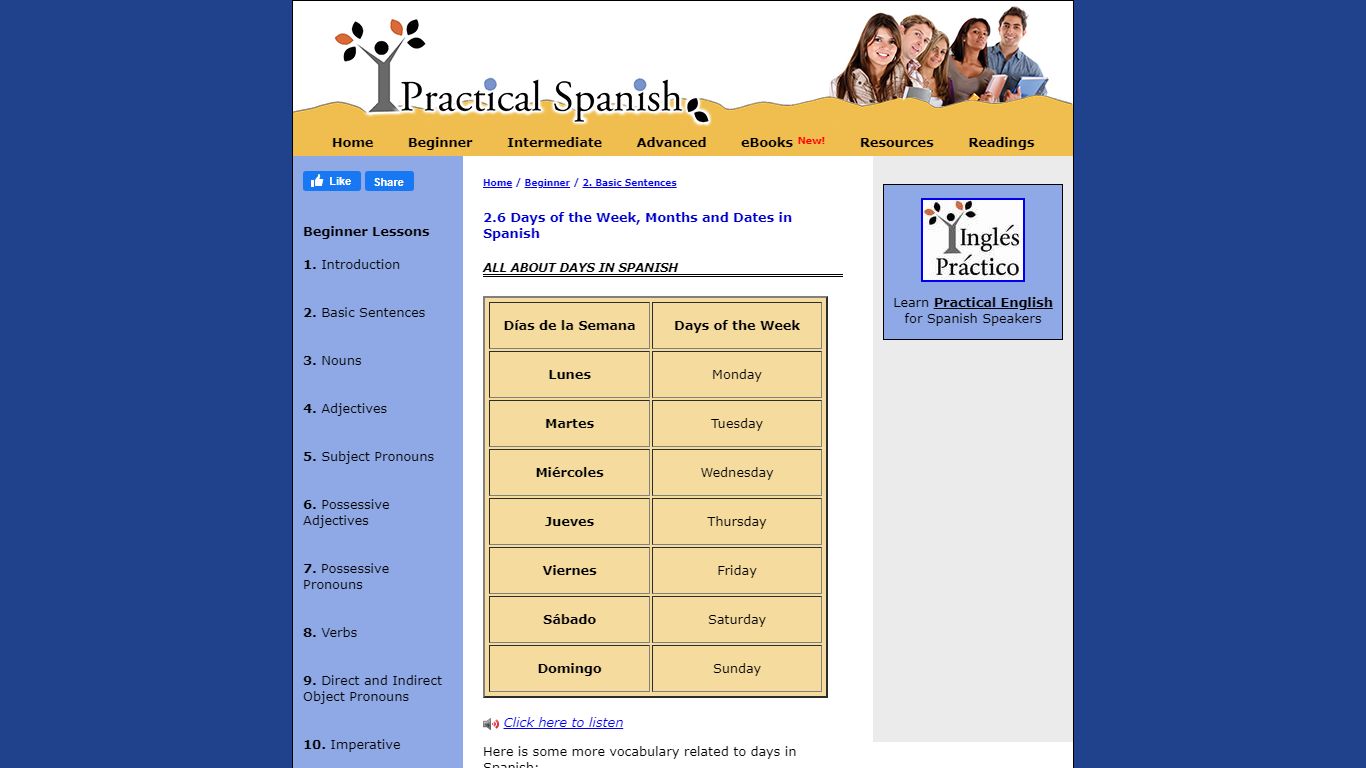 Days of the Week, Months and Dates in Spanish - Learn Practical Spanish ...